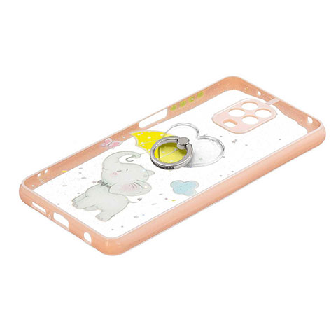 Coque Silicone Motif Fantaisie Souple Couleur Unie Etui Housse avec Support Bague Anneau Y01X pour Xiaomi Poco M2 Pro Jaune