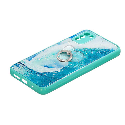 Coque Silicone Motif Fantaisie Souple Couleur Unie Etui Housse avec Support Bague Anneau Y01X pour Xiaomi Poco M3 Vert