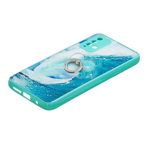 Coque Silicone Motif Fantaisie Souple Couleur Unie Etui Housse avec Support Bague Anneau Y01X pour Xiaomi Redmi 9 Power Vert