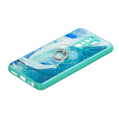 Coque Silicone Motif Fantaisie Souple Couleur Unie Etui Housse avec Support Bague Anneau Y01X pour Xiaomi Redmi 9 Prime India Vert