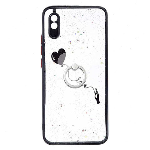 Coque Silicone Motif Fantaisie Souple Couleur Unie Etui Housse avec Support Bague Anneau Y01X pour Xiaomi Redmi 9A Noir