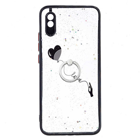 Coque Silicone Motif Fantaisie Souple Couleur Unie Etui Housse avec Support Bague Anneau Y01X pour Xiaomi Redmi 9i Noir