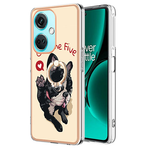 Coque Silicone Motif Fantaisie Souple Couleur Unie Etui Housse avec Support Bague Anneau Y02B pour OnePlus Nord CE 3 5G Kaki