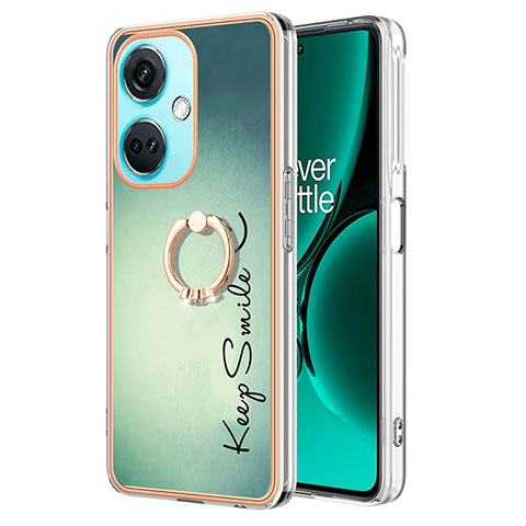 Coque Silicone Motif Fantaisie Souple Couleur Unie Etui Housse avec Support Bague Anneau Y02B pour OnePlus Nord CE 3 5G Vert