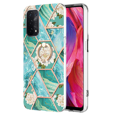 Coque Silicone Motif Fantaisie Souple Couleur Unie Etui Housse avec Support Bague Anneau Y02B pour OnePlus Nord N200 5G Vert