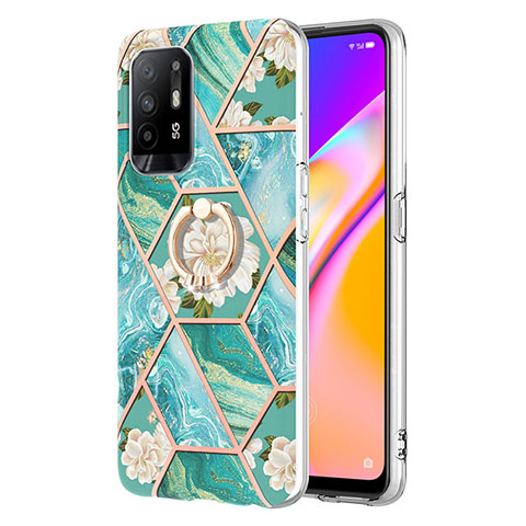 Coque Silicone Motif Fantaisie Souple Couleur Unie Etui Housse avec Support Bague Anneau Y02B pour Oppo A94 5G Vert