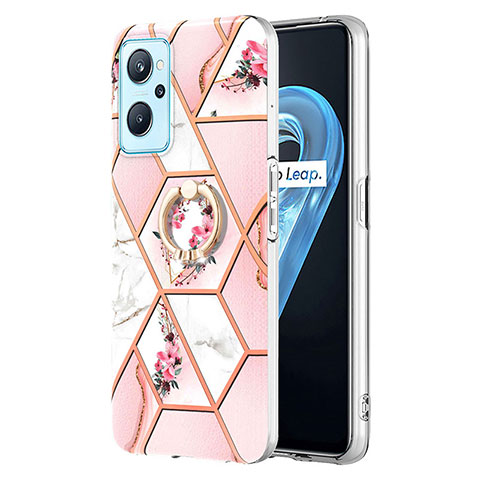 Coque Silicone Motif Fantaisie Souple Couleur Unie Etui Housse avec Support Bague Anneau Y02B pour Oppo A96 4G Rose