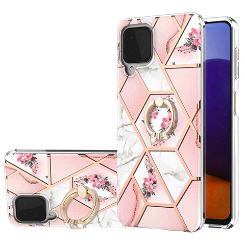 Coque Silicone Motif Fantaisie Souple Couleur Unie Etui Housse avec Support Bague Anneau Y02B pour Samsung Galaxy A22 4G Rose