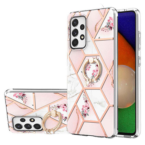 Coque Silicone Motif Fantaisie Souple Couleur Unie Etui Housse avec Support Bague Anneau Y02B pour Samsung Galaxy A23 4G Rose