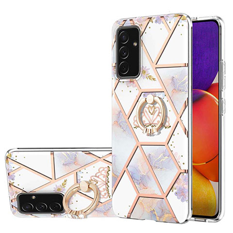 Coque Silicone Motif Fantaisie Souple Couleur Unie Etui Housse avec Support Bague Anneau Y02B pour Samsung Galaxy A25 5G Gris