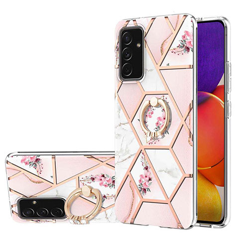 Coque Silicone Motif Fantaisie Souple Couleur Unie Etui Housse avec Support Bague Anneau Y02B pour Samsung Galaxy A82 5G Rose