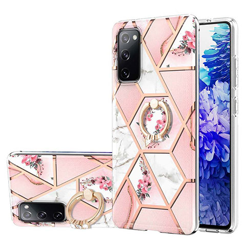 Coque Silicone Motif Fantaisie Souple Couleur Unie Etui Housse avec Support Bague Anneau Y02B pour Samsung Galaxy S20 FE 4G Rose