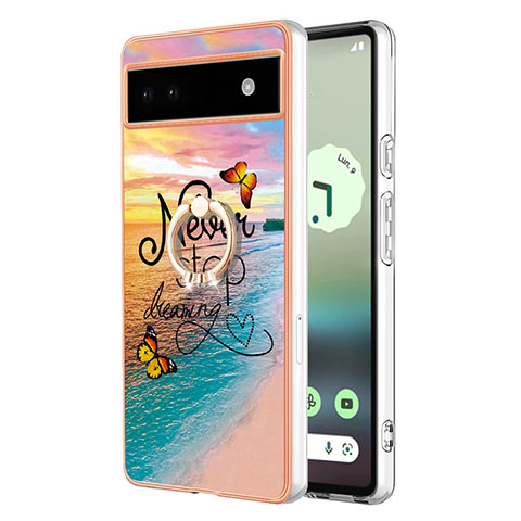 Coque Silicone Motif Fantaisie Souple Couleur Unie Etui Housse avec Support Bague Anneau Y03B pour Google Pixel 6a 5G Mixte