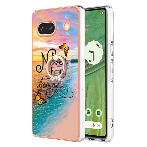 Coque Silicone Motif Fantaisie Souple Couleur Unie Etui Housse avec Support Bague Anneau Y03B pour Google Pixel 7a 5G Mixte