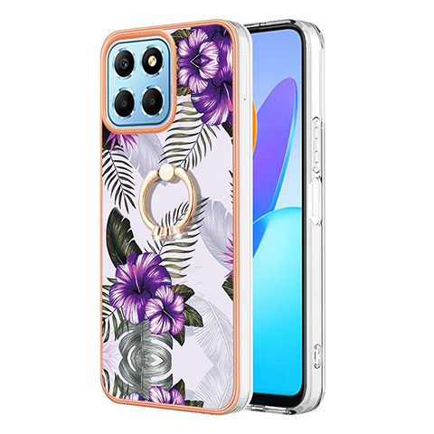 Coque Silicone Motif Fantaisie Souple Couleur Unie Etui Housse avec Support Bague Anneau Y03B pour Huawei Honor 70 Lite 5G Violet