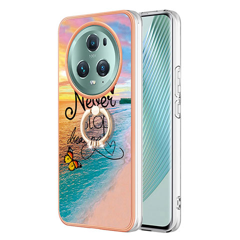 Coque Silicone Motif Fantaisie Souple Couleur Unie Etui Housse avec Support Bague Anneau Y03B pour Huawei Honor Magic5 Pro 5G Mixte