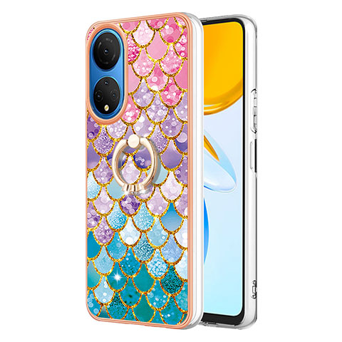 Coque Silicone Motif Fantaisie Souple Couleur Unie Etui Housse avec Support Bague Anneau Y03B pour Huawei Honor X7 Colorful