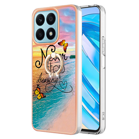 Coque Silicone Motif Fantaisie Souple Couleur Unie Etui Housse avec Support Bague Anneau Y03B pour Huawei Honor X8a 4G Mixte