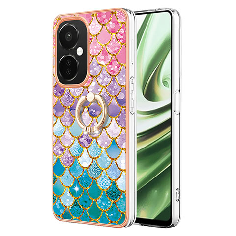 Coque Silicone Motif Fantaisie Souple Couleur Unie Etui Housse avec Support Bague Anneau Y03B pour OnePlus Nord CE 3 5G Colorful