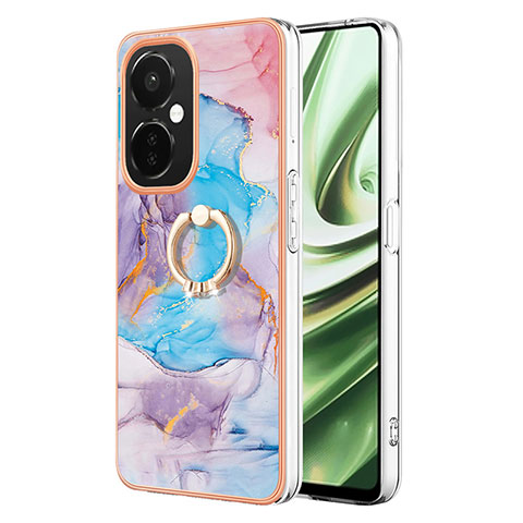 Coque Silicone Motif Fantaisie Souple Couleur Unie Etui Housse avec Support Bague Anneau Y03B pour OnePlus Nord N30 5G Bleu