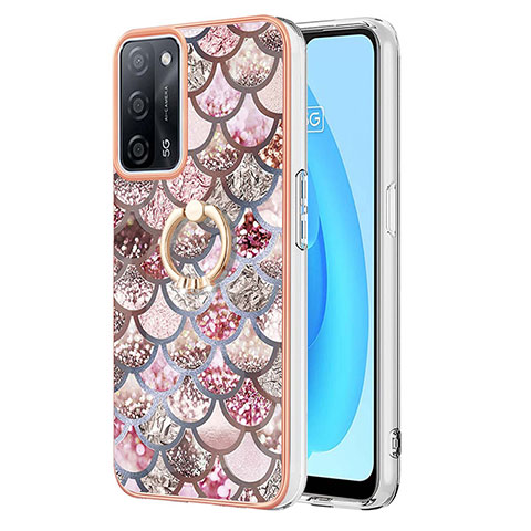 Coque Silicone Motif Fantaisie Souple Couleur Unie Etui Housse avec Support Bague Anneau Y03B pour Oppo A53s 5G Marron