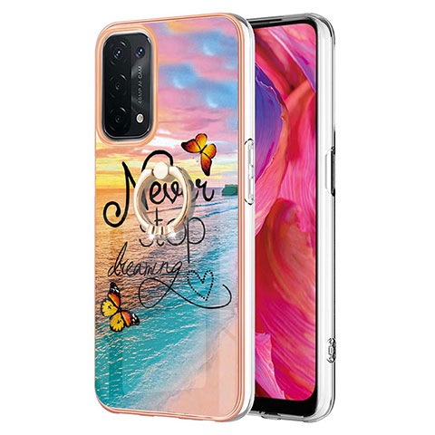 Coque Silicone Motif Fantaisie Souple Couleur Unie Etui Housse avec Support Bague Anneau Y03B pour Oppo A74 5G Mixte