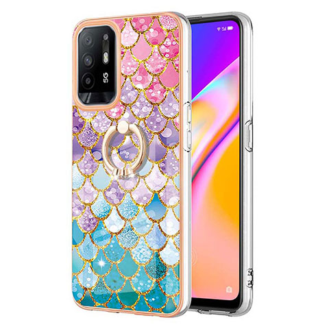 Coque Silicone Motif Fantaisie Souple Couleur Unie Etui Housse avec Support Bague Anneau Y03B pour Oppo A94 5G Colorful