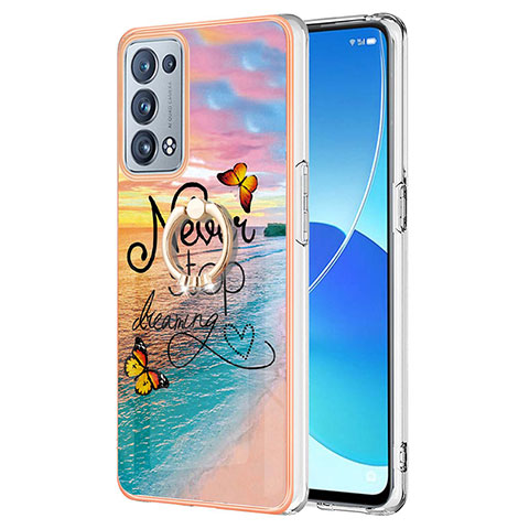 Coque Silicone Motif Fantaisie Souple Couleur Unie Etui Housse avec Support Bague Anneau Y03B pour Oppo Reno6 Pro 5G Mixte