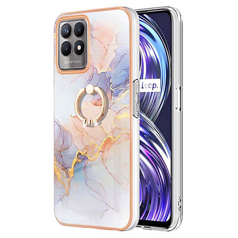 Coque Silicone Motif Fantaisie Souple Couleur Unie Etui Housse avec Support Bague Anneau Y03B pour Realme Narzo 50 4G Violet Clair