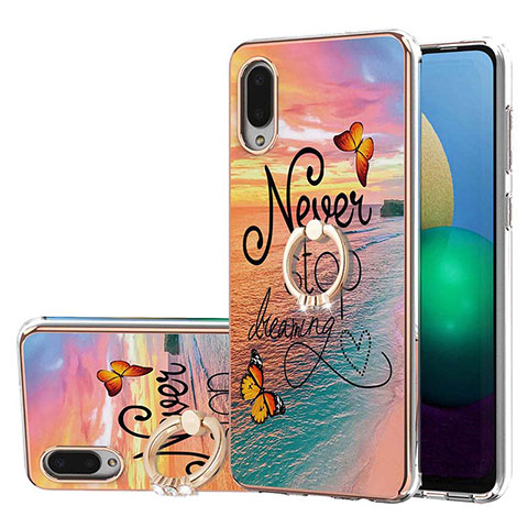 Coque Silicone Motif Fantaisie Souple Couleur Unie Etui Housse avec Support Bague Anneau Y03B pour Samsung Galaxy A02 Mixte