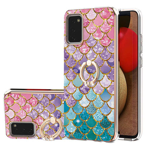 Coque Silicone Motif Fantaisie Souple Couleur Unie Etui Housse avec Support Bague Anneau Y03B pour Samsung Galaxy A03s Colorful