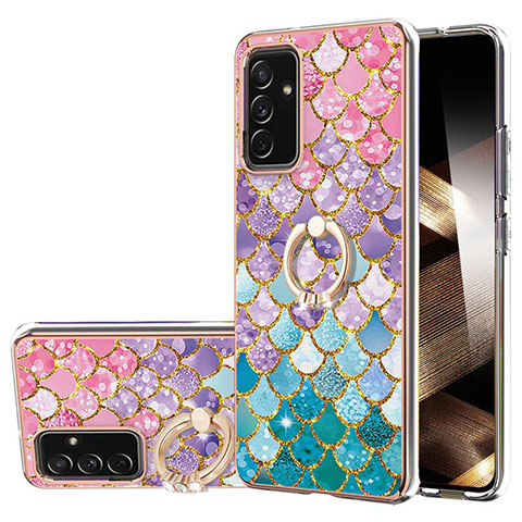 Coque Silicone Motif Fantaisie Souple Couleur Unie Etui Housse avec Support Bague Anneau Y03B pour Samsung Galaxy A15 4G Colorful