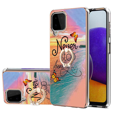 Coque Silicone Motif Fantaisie Souple Couleur Unie Etui Housse avec Support Bague Anneau Y03B pour Samsung Galaxy A22 4G Mixte