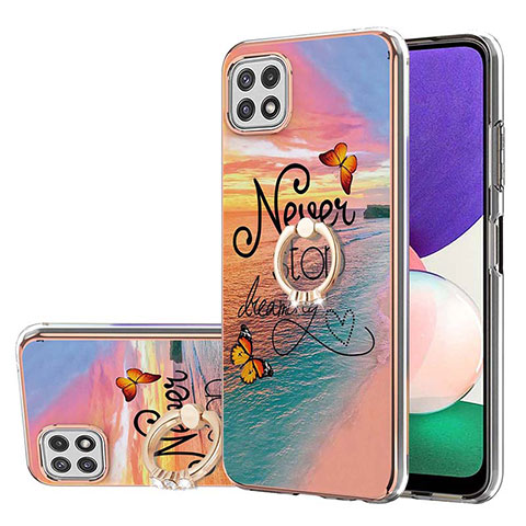 Coque Silicone Motif Fantaisie Souple Couleur Unie Etui Housse avec Support Bague Anneau Y03B pour Samsung Galaxy A22 5G Mixte