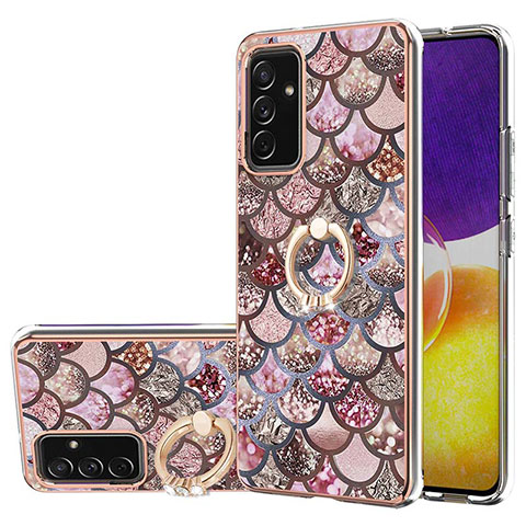 Coque Silicone Motif Fantaisie Souple Couleur Unie Etui Housse avec Support Bague Anneau Y03B pour Samsung Galaxy A24 4G Marron