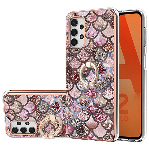 Coque Silicone Motif Fantaisie Souple Couleur Unie Etui Housse avec Support Bague Anneau Y03B pour Samsung Galaxy A33 5G Marron