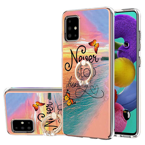 Coque Silicone Motif Fantaisie Souple Couleur Unie Etui Housse avec Support Bague Anneau Y03B pour Samsung Galaxy A51 4G Mixte