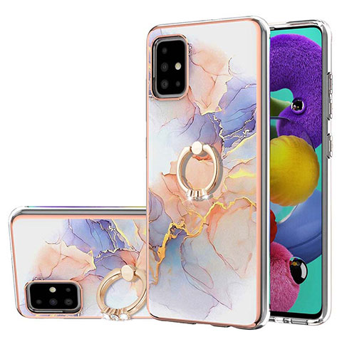 Coque Silicone Motif Fantaisie Souple Couleur Unie Etui Housse avec Support Bague Anneau Y03B pour Samsung Galaxy A51 4G Violet Clair