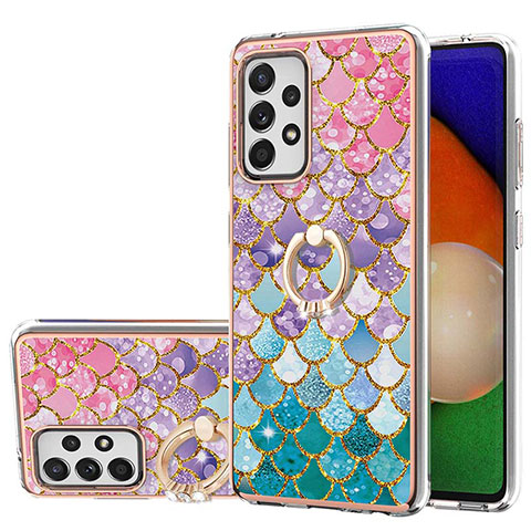 Coque Silicone Motif Fantaisie Souple Couleur Unie Etui Housse avec Support Bague Anneau Y03B pour Samsung Galaxy A52s 5G Colorful