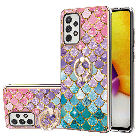 Coque Silicone Motif Fantaisie Souple Couleur Unie Etui Housse avec Support Bague Anneau Y03B pour Samsung Galaxy A72 5G Colorful