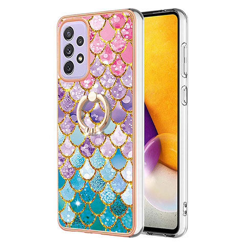 Coque Silicone Motif Fantaisie Souple Couleur Unie Etui Housse avec Support Bague Anneau Y03B pour Samsung Galaxy A73 5G Colorful