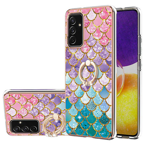 Coque Silicone Motif Fantaisie Souple Couleur Unie Etui Housse avec Support Bague Anneau Y03B pour Samsung Galaxy A82 5G Colorful