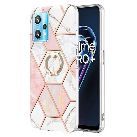 Coque Silicone Motif Fantaisie Souple Couleur Unie Etui Housse avec Support Bague Anneau Y04B pour Realme 9 4G Rose