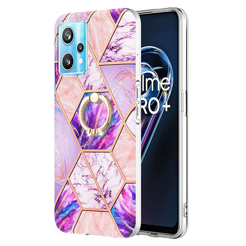 Coque Silicone Motif Fantaisie Souple Couleur Unie Etui Housse avec Support Bague Anneau Y04B pour Realme 9 5G Violet Clair