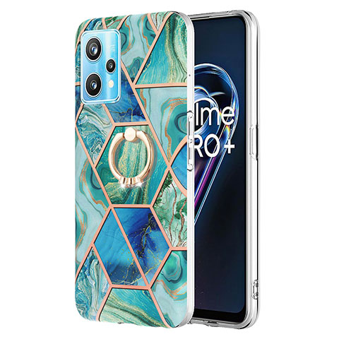 Coque Silicone Motif Fantaisie Souple Couleur Unie Etui Housse avec Support Bague Anneau Y04B pour Realme 9 Pro 5G Vert