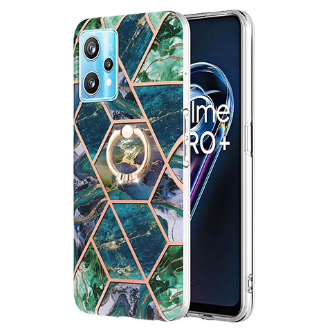 Coque Silicone Motif Fantaisie Souple Couleur Unie Etui Housse avec Support Bague Anneau Y04B pour Realme 9 Pro+ Plus 5G Vert Nuit