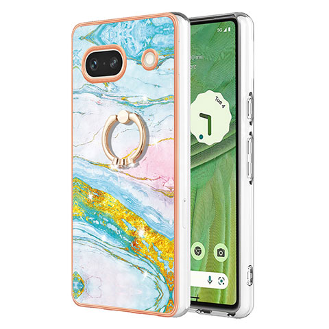 Coque Silicone Motif Fantaisie Souple Couleur Unie Etui Housse avec Support Bague Anneau Y05B pour Google Pixel 7a 5G Colorful