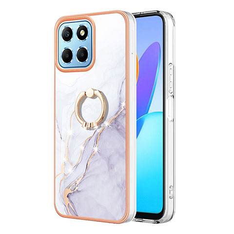 Coque Silicone Motif Fantaisie Souple Couleur Unie Etui Housse avec Support Bague Anneau Y05B pour Huawei Honor 70 Lite 5G Blanc