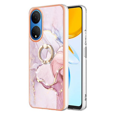 Coque Silicone Motif Fantaisie Souple Couleur Unie Etui Housse avec Support Bague Anneau Y05B pour Huawei Honor X7 Rose