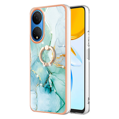 Coque Silicone Motif Fantaisie Souple Couleur Unie Etui Housse avec Support Bague Anneau Y05B pour Huawei Honor X7 Vert